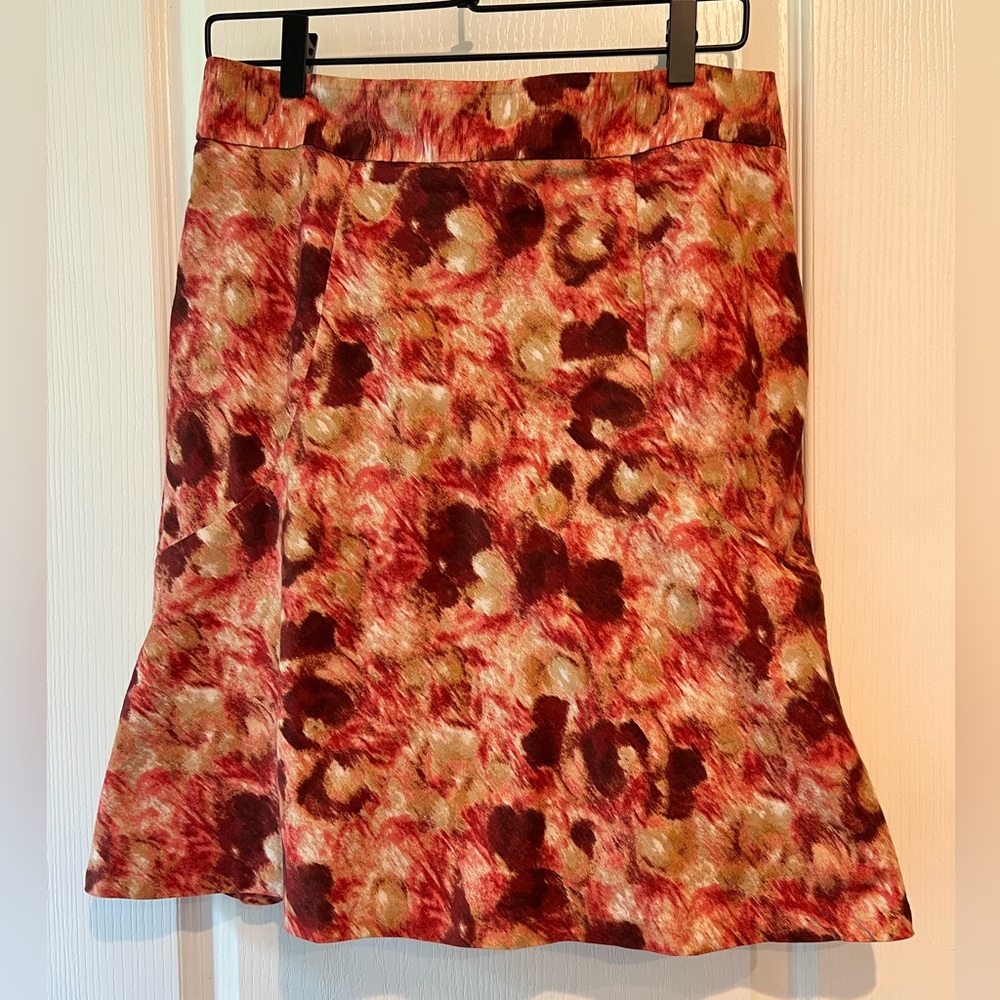 Ann Taylor Red and Pink A-Line Cocktail Skirt